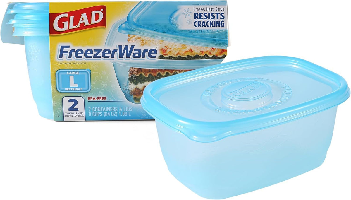 Glad GladWare FreezerWare Food Storage Containers, 24 Oz, 4 Count