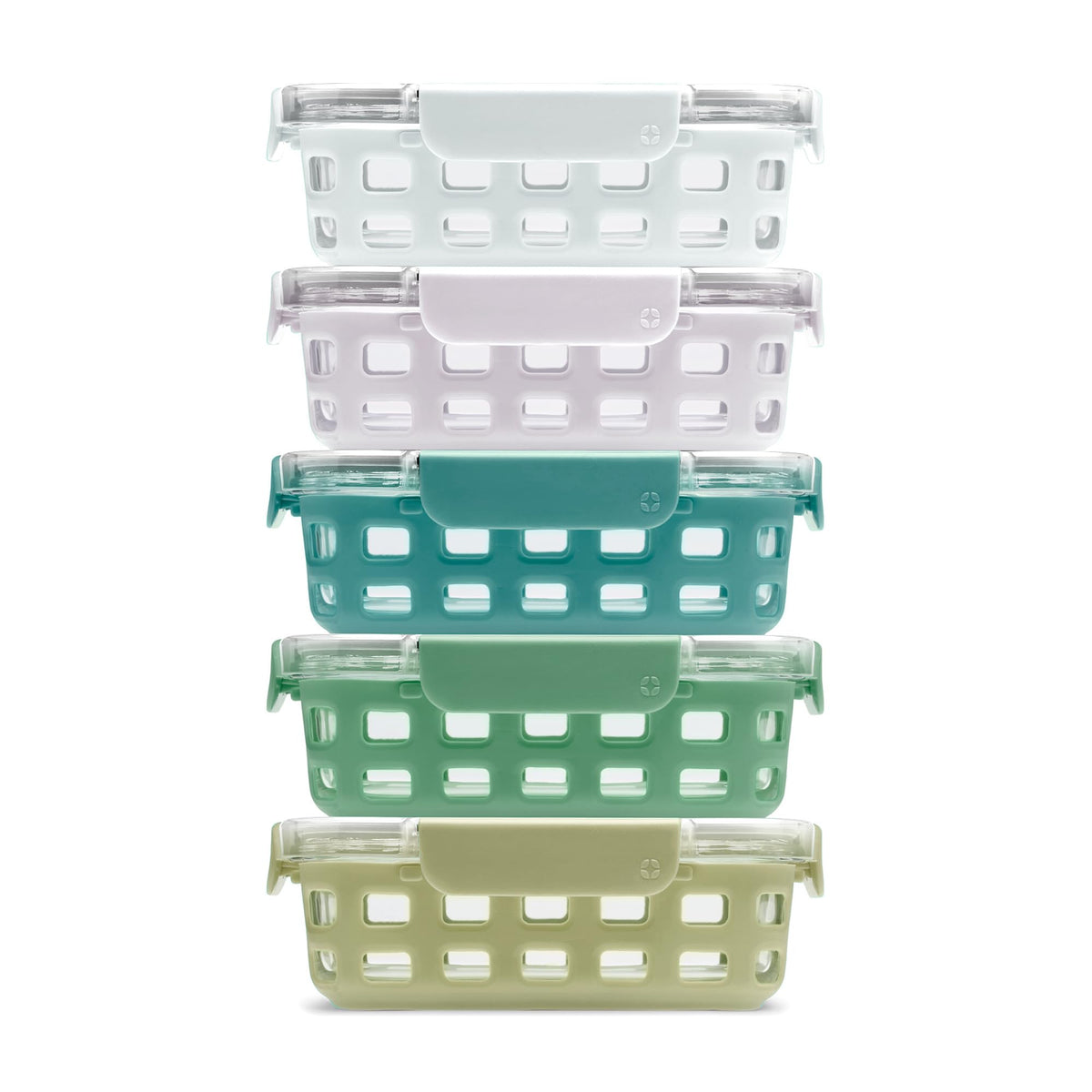 Ello Duraglass Refresh 3.4 Cup Meal Prep Containers, 10 Pc, Halogen Blue