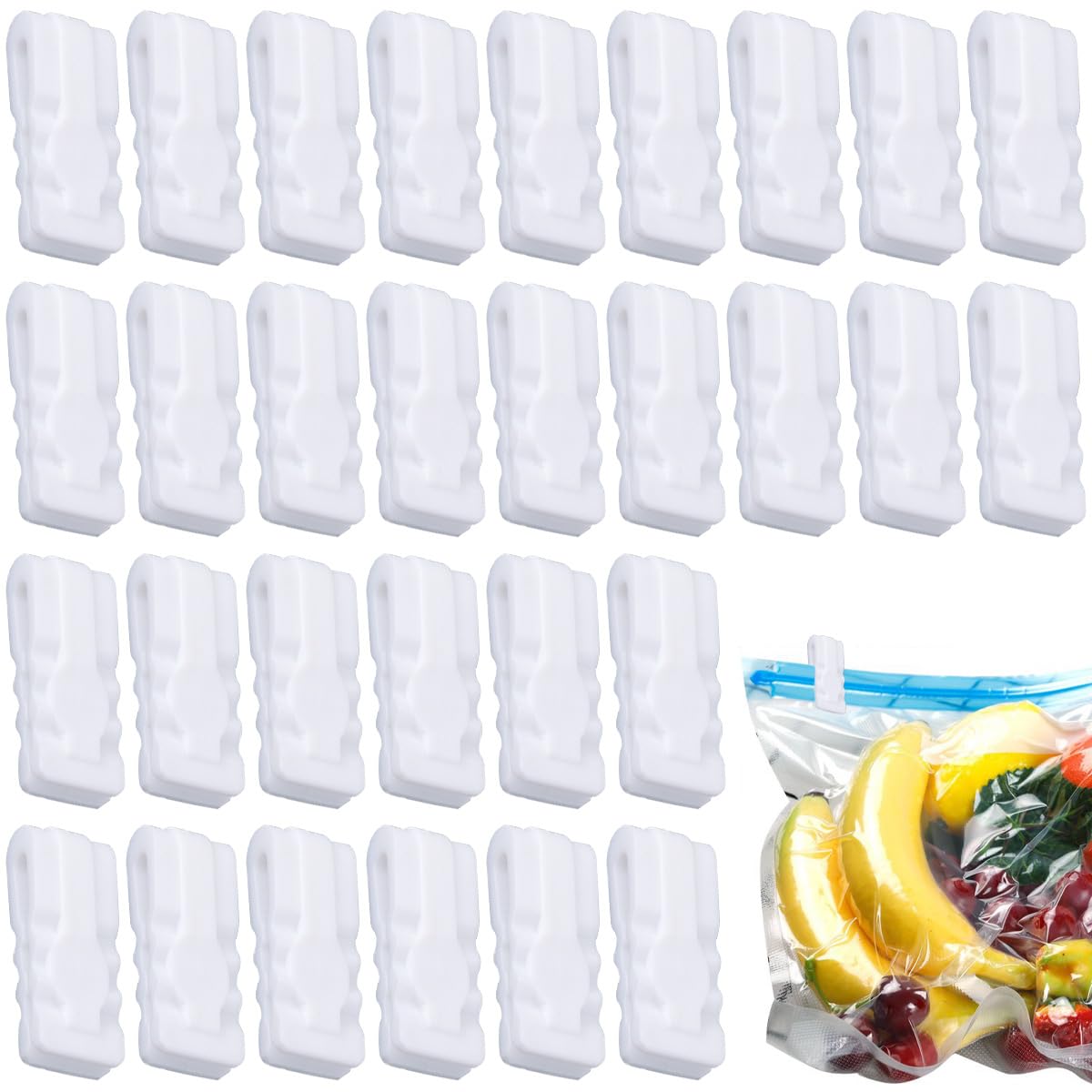 30 PCS Vacuum Storage Bags Sealing Clip Snack Bag Sealing Clips Zipper Labor Saver Sliding Grip Seal Grip Efficient Bag Sealer Reusable Zipper Sealers for Clothes Bedding Food Preservation