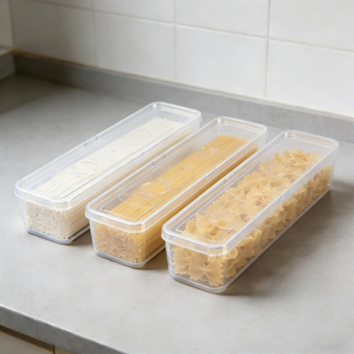 3 Pack Stackable Refrigerator Organizer Bins with Lids & Drain Tray, Clear Plastic Food Storage Containers, 10.5 Inch Long Airtight Box for Fruit, Vegetable, Meat, Fish, Kitchen Organization