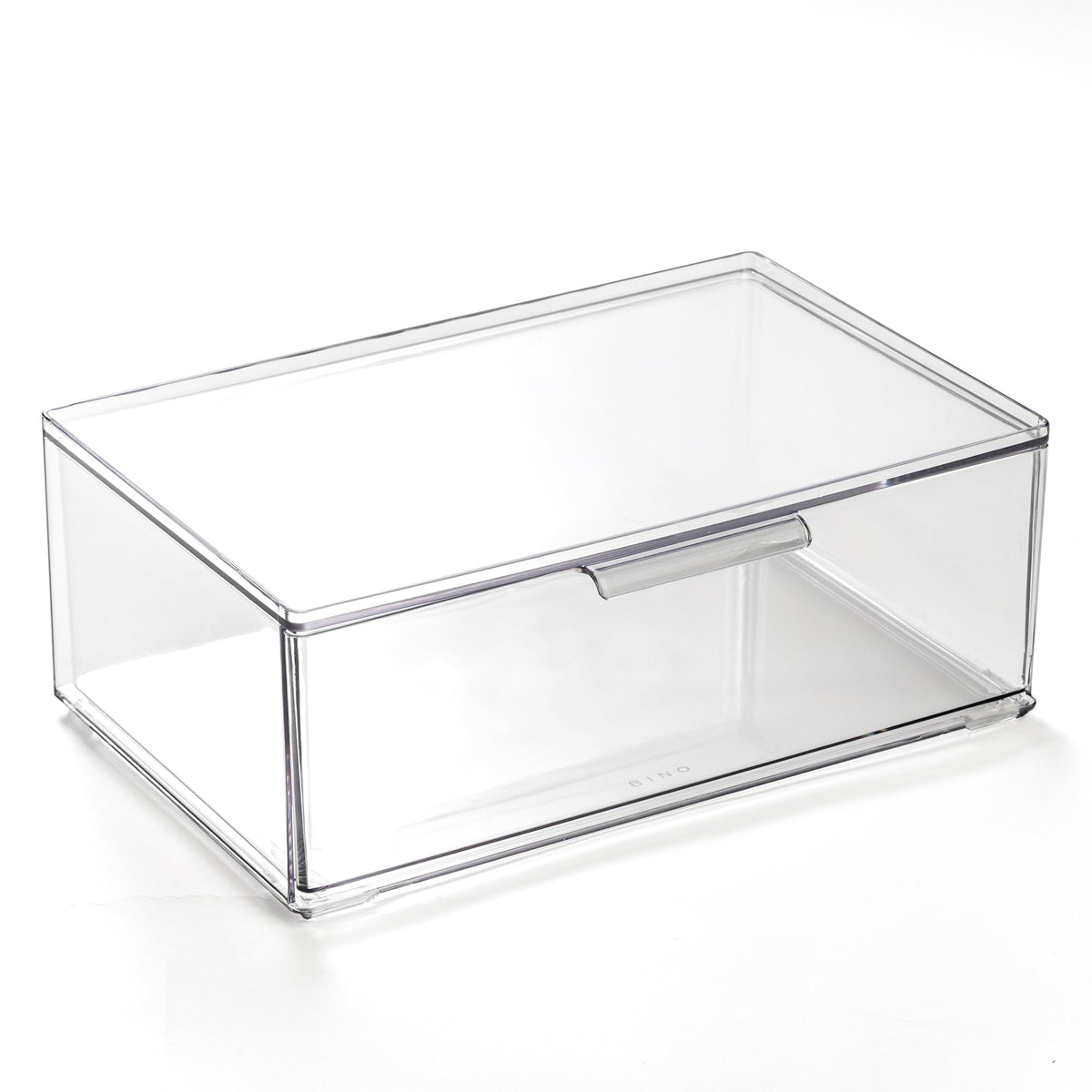 BINO | Clear Stackable Storage Drawers, Medium - 2 Pack | Clear Storage Drawers with Built-In Handles | Durable Plastic Organizer Drawer | Modular Stackable Drawer Acrylic Organizer
