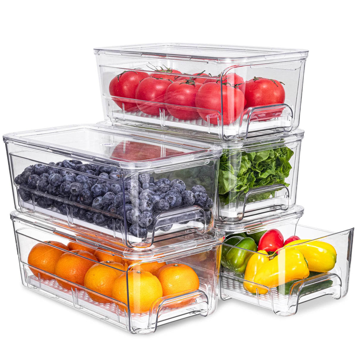 3-Pack Fridge Organizers and Storage, Stackable Refrigerator Bins