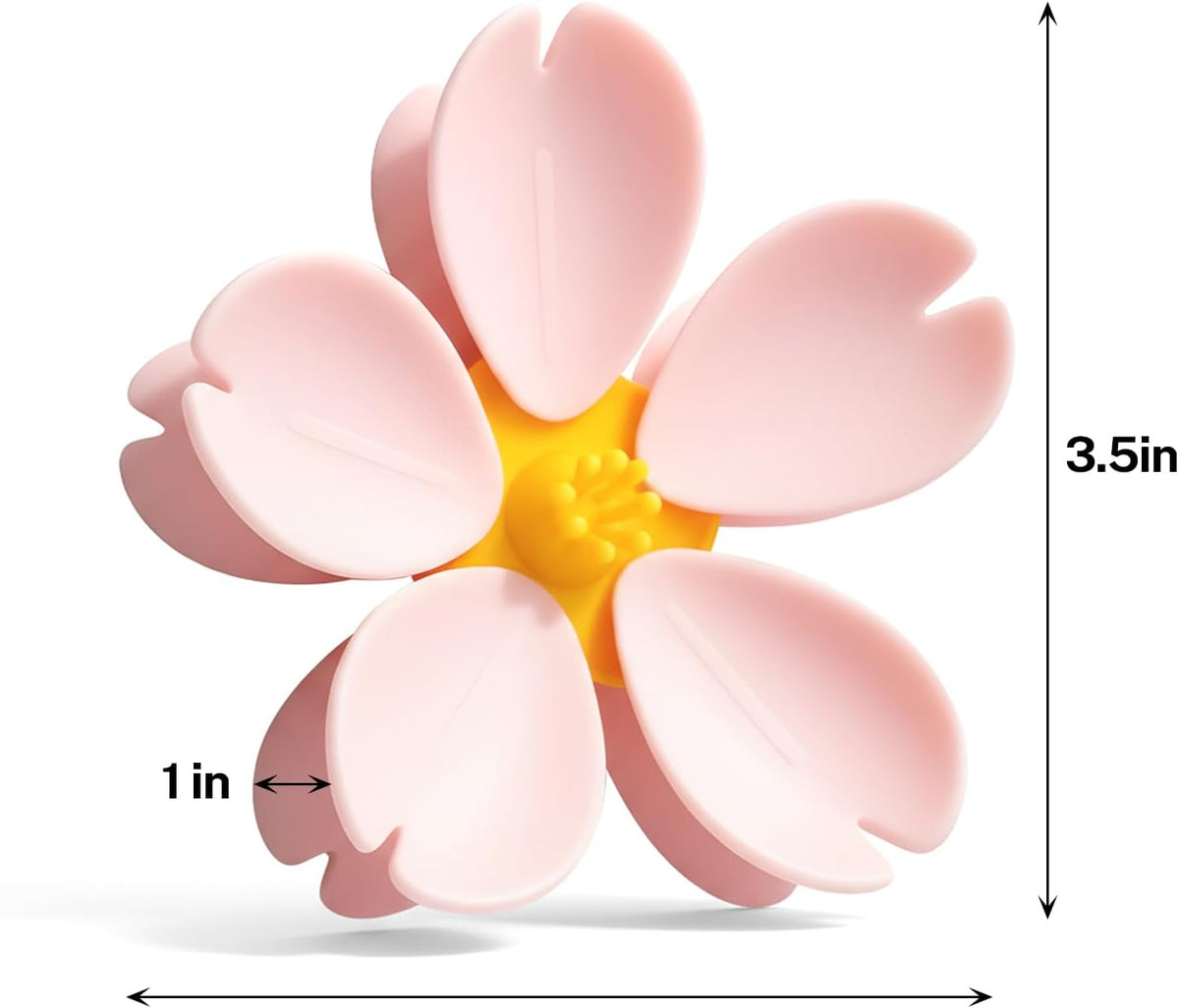 4-Piece Pink Cherry Blossom Cute Bag Clip Set,Decorative Magnetic Fridge Magnets, 4 Sets of 20 Fun Food Sealing Clips