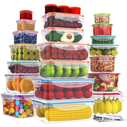 5 Pack Large Fruit Storage Containers for Fridge with Removable Colander