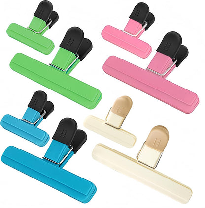 Chip Clips, 8 Pack Food Clips, Snack Bag Clip, Plastic Heavy Duty Seal Grips for Food Storage, Home, Office and More (4 x L, 4 x S)