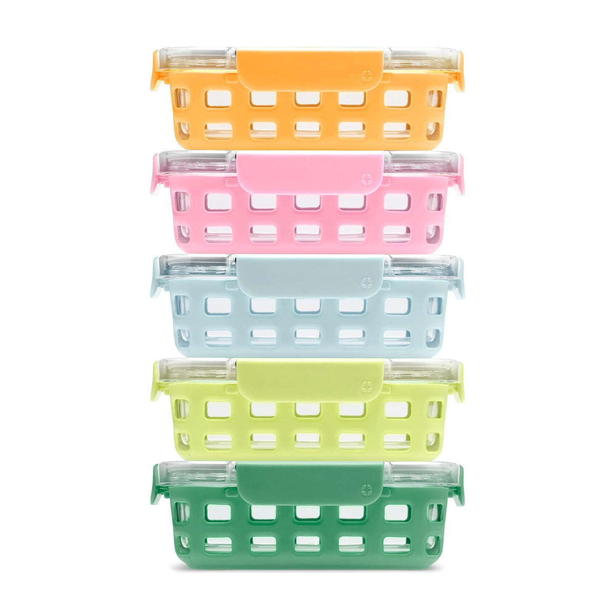 Ello Duraglass Refresh 3.4 Cup Meal Prep Containers, 10 Pc, Halogen Blue