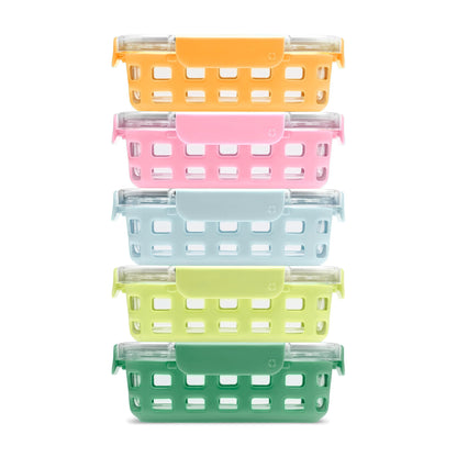 Ello Duraglass Refresh 3.4 Cup Meal Prep Containers, 10 Pc, Halogen Blue