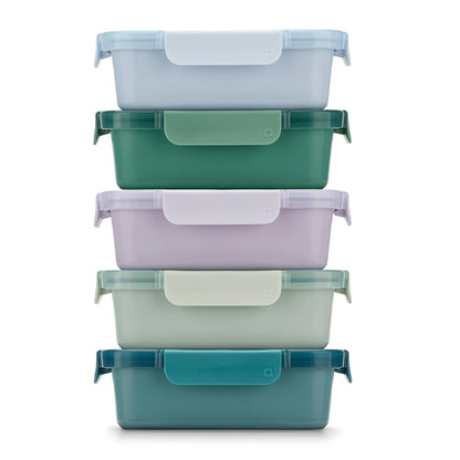 Ello Duraglass Refresh 3.4 Cup Meal Prep Containers, 10 Pc, Halogen Blue