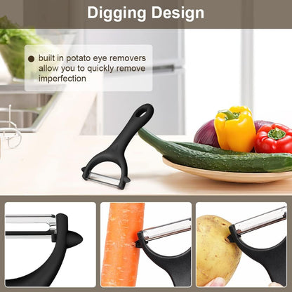 AUAUY 2PCS Potato Peeler, Y-Shaped Swivel Vegetable Peeler, Green + Black