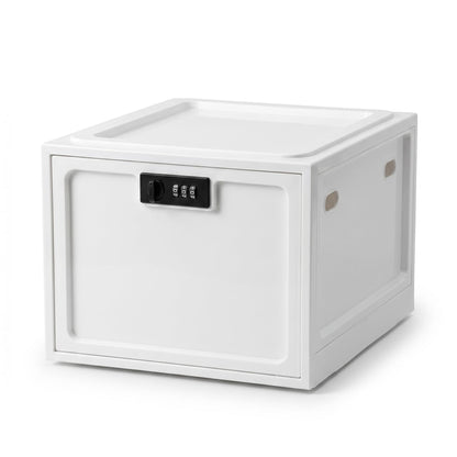 Medicine Lock Box for Safe Medication, 10L Lockable Storage Box for Fridge/Snacks Food, Phone Lock Boxes with Combination Code for Home/Dorms/Office Storage (1, Translucent White)