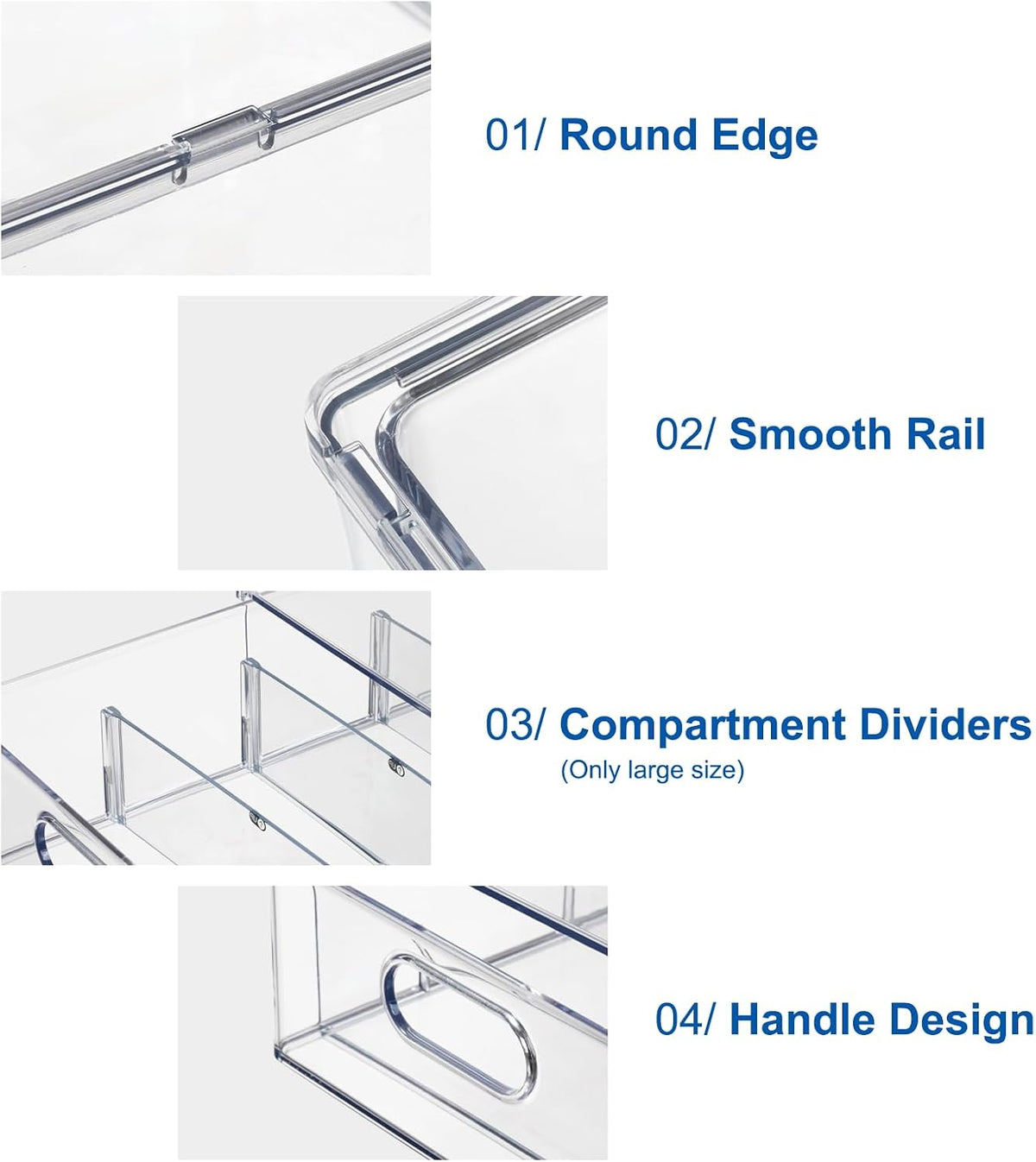 Fridge Organizers and Storage Pull Out Drawer, 2 Small