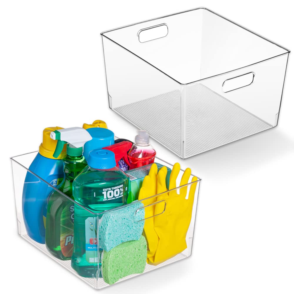 ClearSpace Clear Plastic Storage Bins for Kitchen, Fridge, Pantry, 2 Pack
