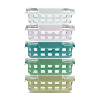 Ello Duraglass Refresh 3.4 Cup Meal Prep Containers, 10 Pc, Halogen Blue