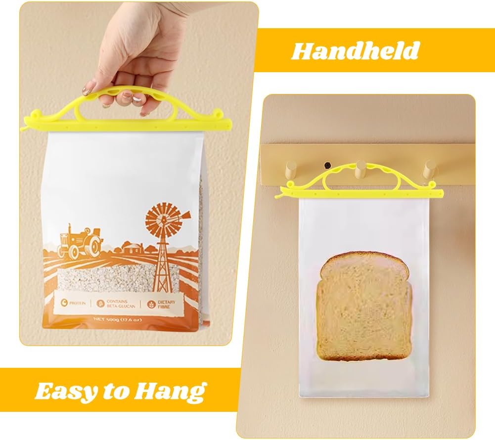 10pcs Food Bag Sealing Clips, Curved Design Bread Clip Large Size Chip Clips Gripstick Bag Sealers for Snack Coffee Bag Food Packages, 2 Sizes(Yellow, White)