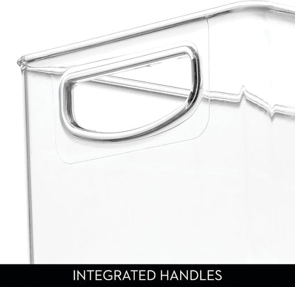 iDesign Plastic Stackable Pantry Bin with Handles, Set of 2, Clear