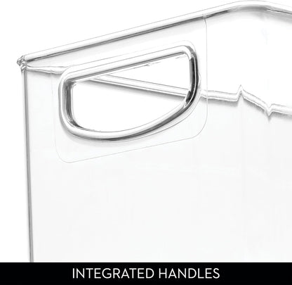 iDesign Plastic Stackable Pantry Bin with Handles, Clear