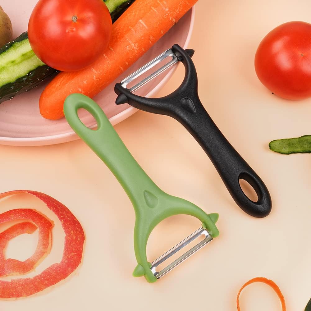 AUAUY 2PCS Potato Peeler, Y-Shaped Swivel Vegetable Peeler, Green + Black