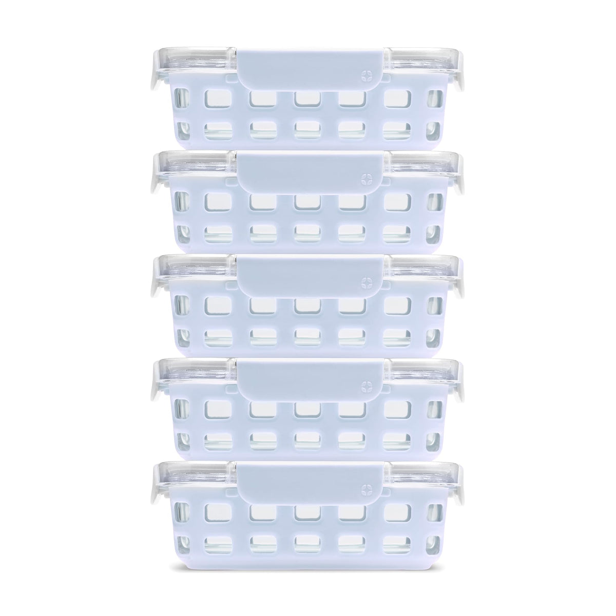 Ello Duraglass Refresh 3.4 Cup Meal Prep Containers, 10 Pc, Halogen Blue