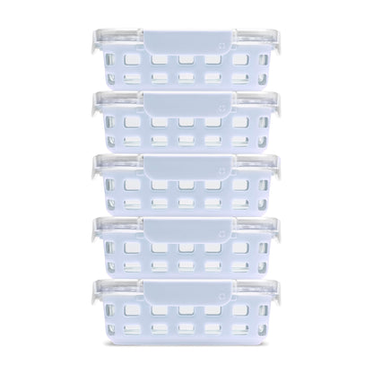 Ello Duraglass Refresh 3.4 Cup Meal Prep Containers, 10 Pc, Halogen Blue