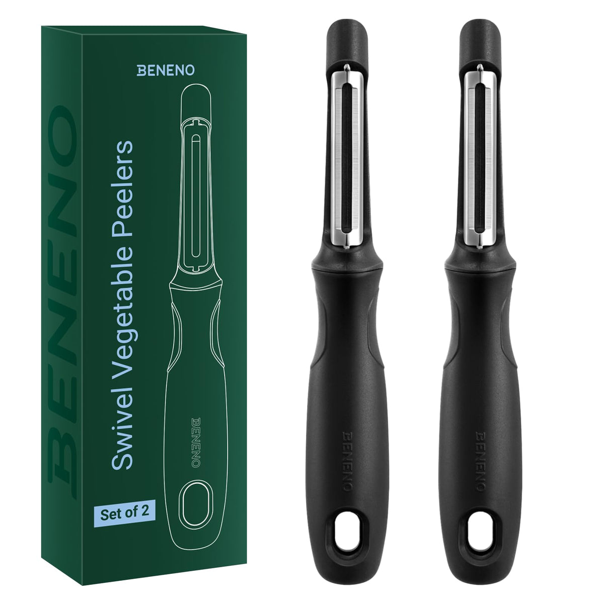 Beneno Swivel Vegetable Peeler, Premium Smooth Peeling Potato Peeler, Black