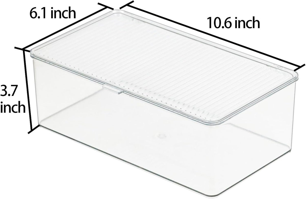 ZEXALOR Clear Plastic Storage Bin with Lid, Makeuo Holder, Fridge Organizer, Refrigerator Organizers and Storage, Small Container for Pantry, Office, Dresser, Bathroom, Kitchen, Snack