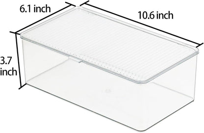 ZEXALOR Clear Plastic Storage Bin with Lid, Makeuo Holder, Fridge Organizer, Refrigerator Organizers and Storage, Small Container for Pantry, Office, Dresser, Bathroom, Kitchen, Snack