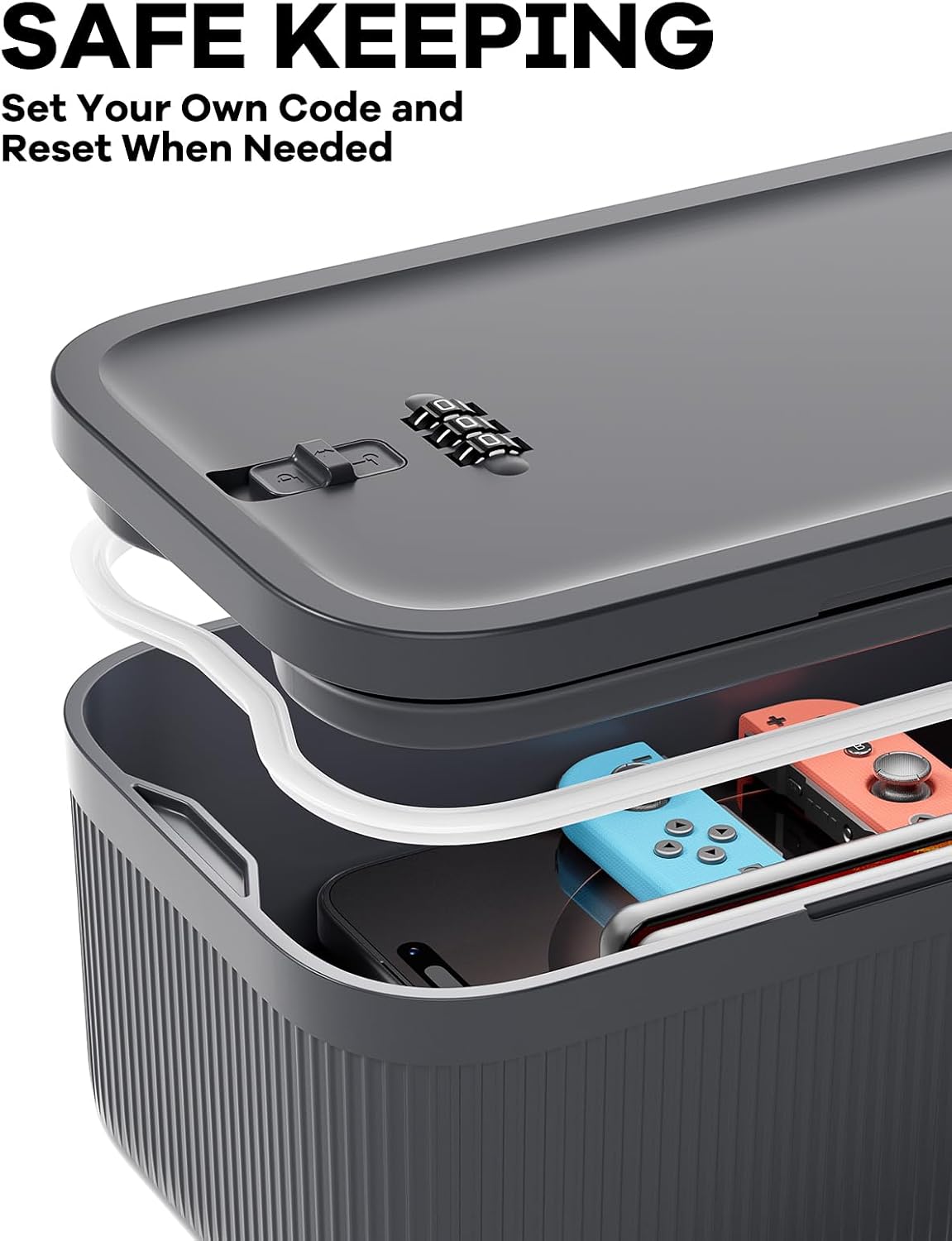 Medicine Lock Box with Combination Lock, 2L Lockable Storage Box for Medication, Pills & First Aid Supplies, Box with Lock for Home, Fridge, Dorm, Office, Snacks, Phones