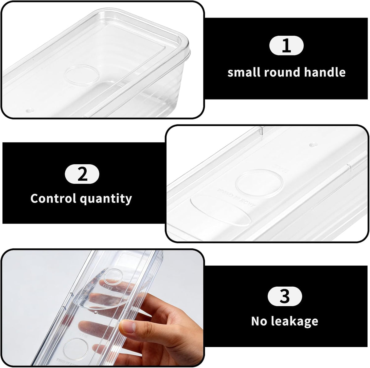 3 Pack Stackable Refrigerator Organizer Bins with Lids & Drain Tray, Clear Plastic Food Storage Containers, 10.5 Inch Long Airtight Box for Fruit, Vegetable, Meat, Fish, Kitchen Organization