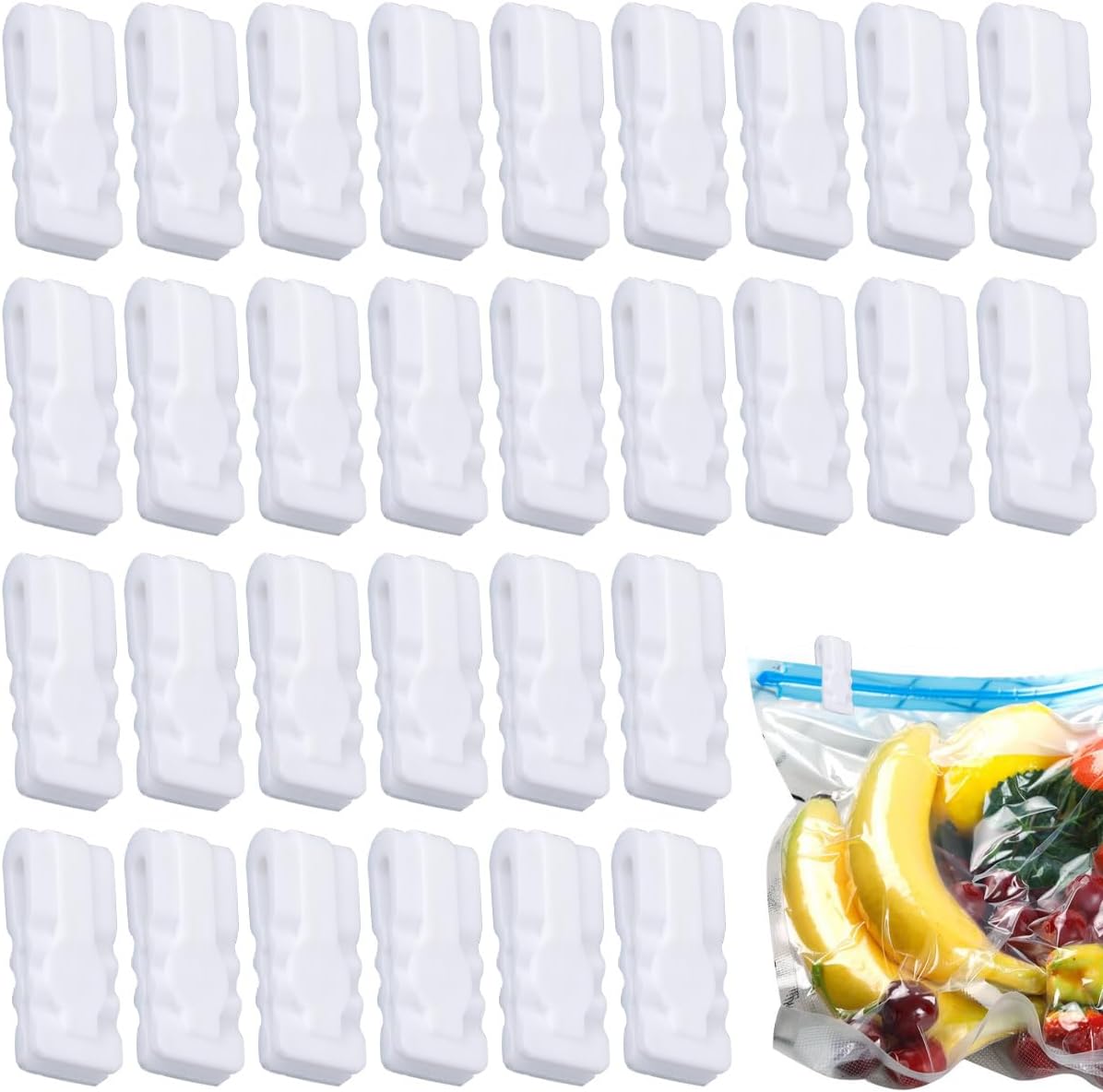 30 PCS Vacuum Storage Bags Sealing Clip Snack Bag Sealing Clips Zipper Labor Saver Sliding Grip Seal Grip Efficient Bag Sealer Reusable Zipper Sealers for Clothes Bedding Food Preservation
