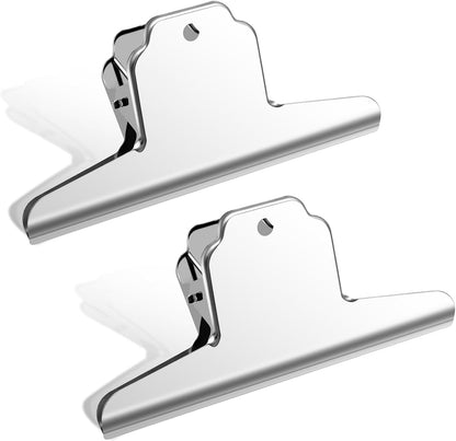2 Pack Dog Food Bag Clip,6.3 Inch Extra Large Stainless Steel Metal Bag Clips for Airtight Sealing,Heavy Duty Bag Clips for Food,Strong Large Binder Clips Jumbo for Chips,Pet Food,Paper
