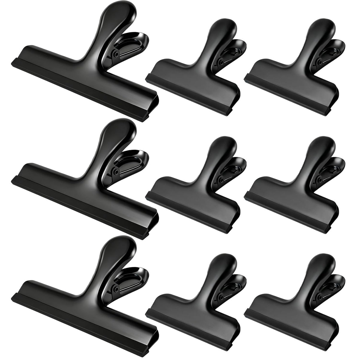 HOUSE AGAIN 6 Pack Stainless Steel Large Chip Bag Clips Covered with Silicone - NO More Sharp Edges - Color Coded for Food Bags - Air Tight Seal, Heavy Duty for Kitchen and Office, 5 Inches-Black