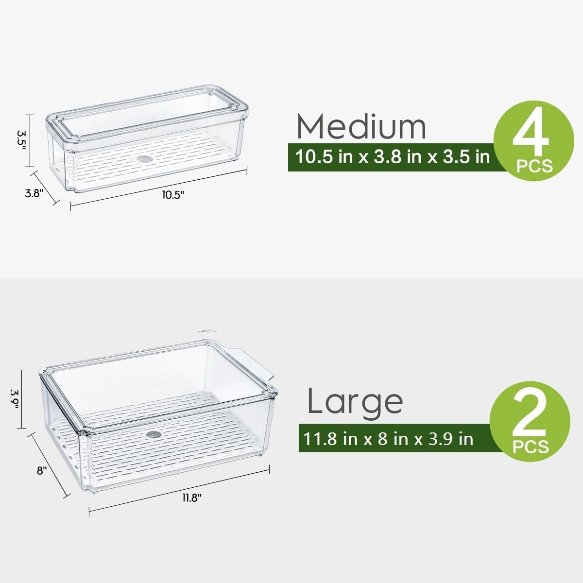 ZIJUND 6 Pack Fridge Organizer Bins with Lids, Stackable Clear Storage