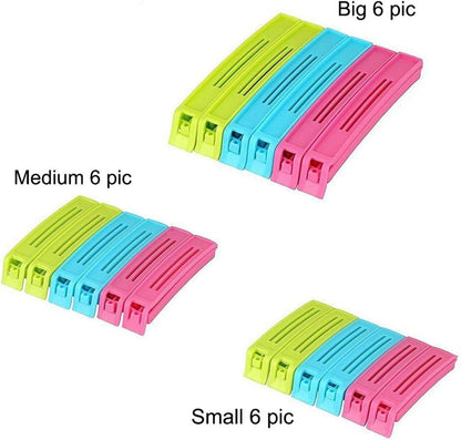 Food Clip Set of 18 | Multipurpose Airtight Bag Sealing Clips for Kitchen Storage | Reusable Snack, Chips & Food Packet Clips for Freshness Protection