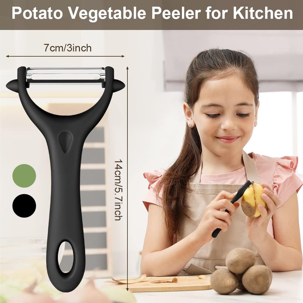 AUAUY 2PCS Potato Peeler, Y-Shaped Swivel Vegetable Peeler, Green + Black
