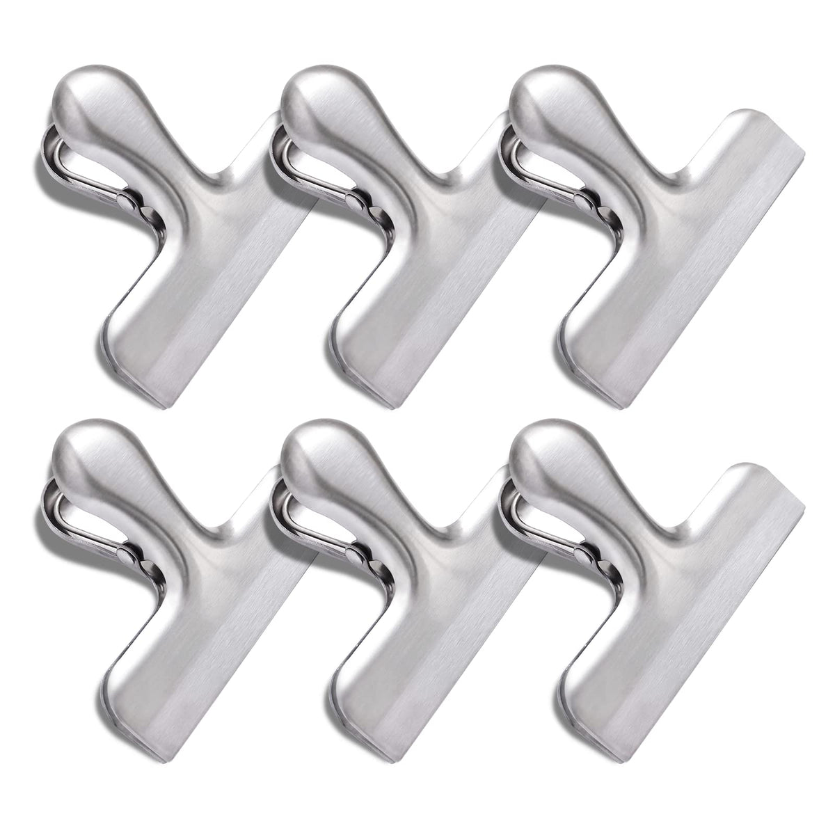 6 Pack Bag Clips, Stainless Steel Chip, Chip Clips Food Clip, Heavy Duty Air Tight Seal Kitchen Clip Snack Food Bag Clamp