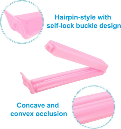 PATIKIL Sealing Clips 3.5 Inch, 10 Pack Reusable Plastic Bag Clamp Sealer for Home Kitchen Food Storage, Pink