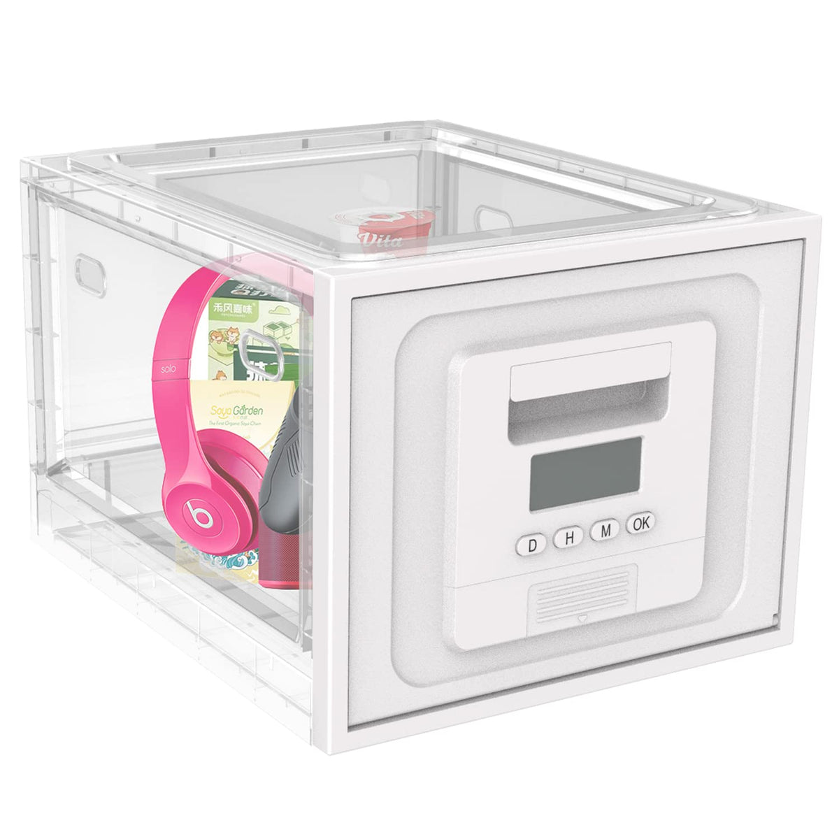 SANIDIKA Large Lockbox Medicine Lock Box - Refrigerator Lockable Boxes for Food Storage - Childproof First AID Locking Cabinet Pill Case Medical Organizer Bin - Mobile Tablet Locker Cell Phone Jail