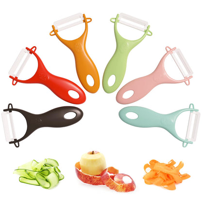 Trez Treamer 6-Pack Vegetable Peelers for Kitchen，Y Ceramic Peeler Safe Potato Peeler Set for Apple Veggie Carrot Fruit Zucchini Cucumber Peelers Bulk with Non-Slip Handle (Y)