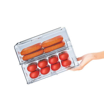 YekouMax Pantry Organizers and Storage Bins, Refrigerator Organizer, Plastic Stackable Storage Bins with Drawers, Pull-Out Cabinet Containers for Fridge Kitchen Office (2 PACK, Extra Large & Medium)