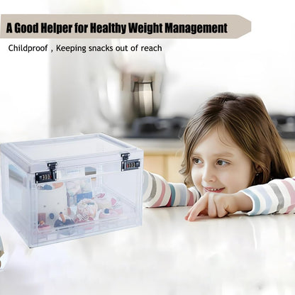 Large Medicine Lock Box for Safe Medication, 24 Litre Locked Medicine Box with Combination Code, Hygienic Lockable Storage Box for Snacks/Food/Electronic/Fridge/Personal Items Stackable Clear
