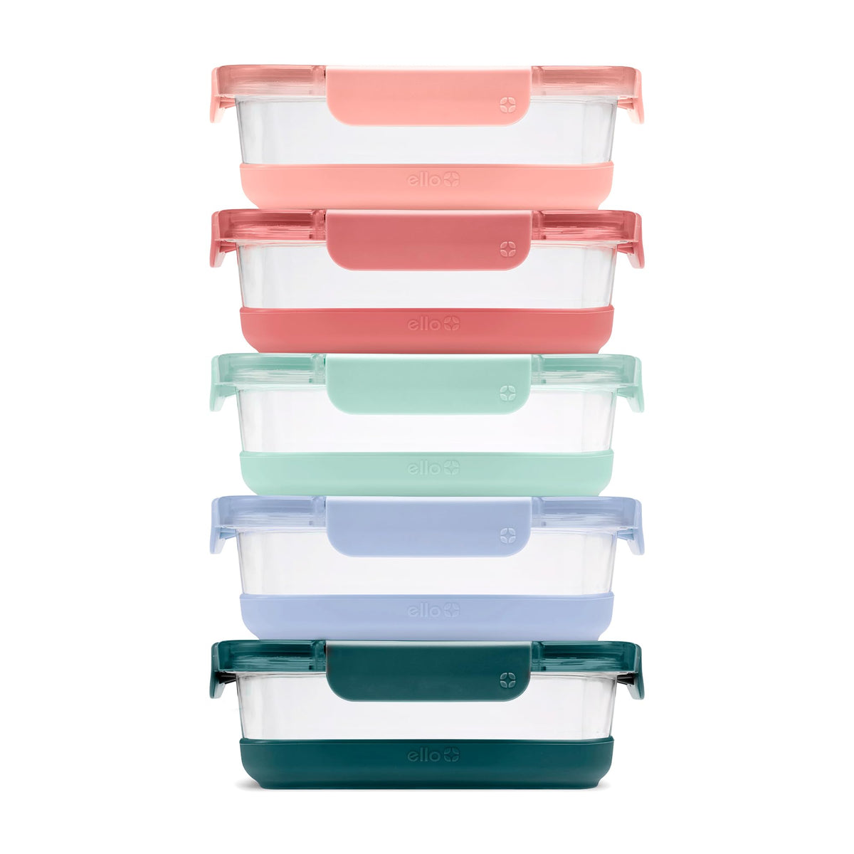 Ello Duraglass Refresh 3.4 Cup Meal Prep Containers, 10 Pc, Halogen Blue