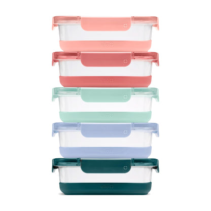 Ello Duraglass Refresh 3.4 Cup Meal Prep Containers, 10 Pc, Halogen Blue