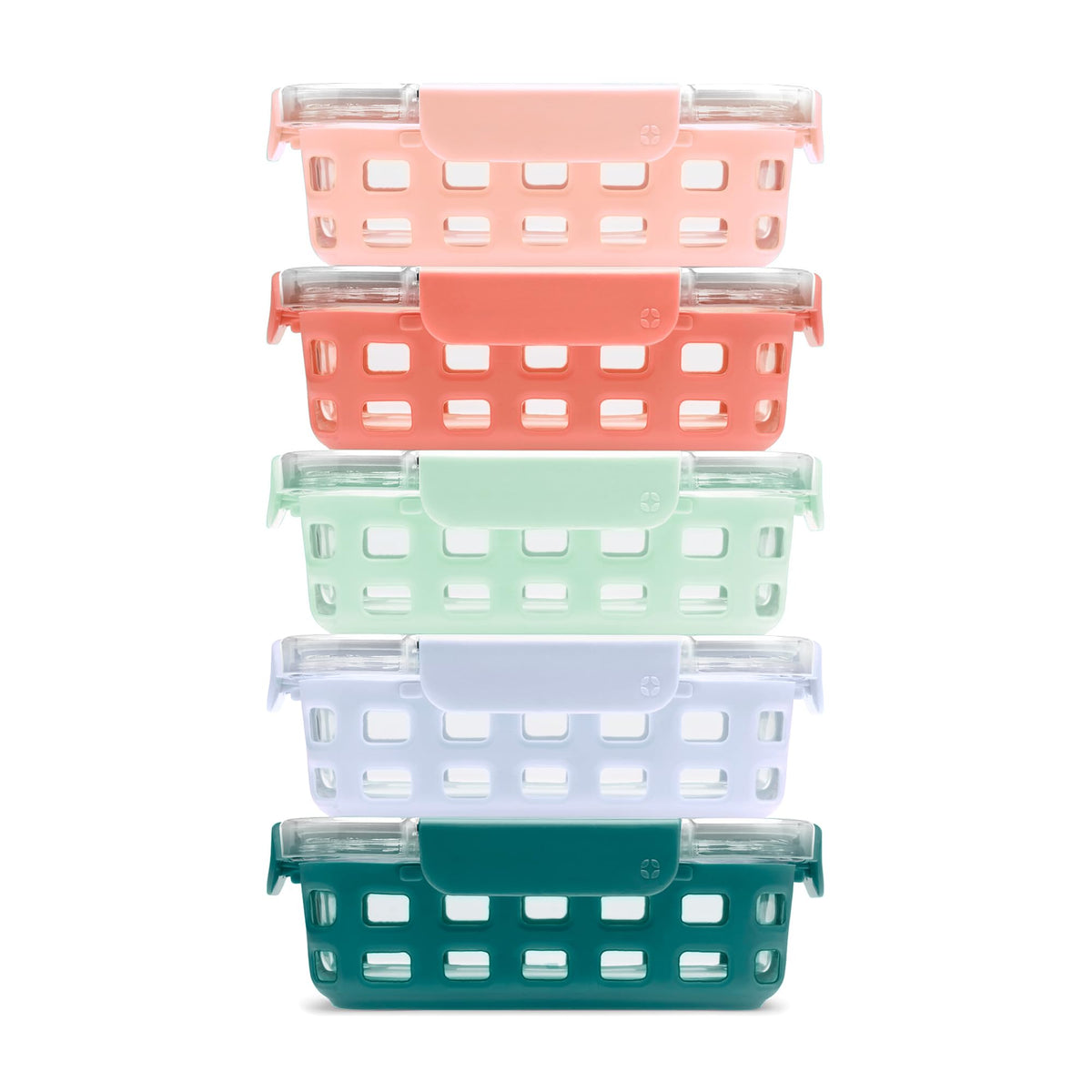 Ello Duraglass Refresh 3.4 Cup Meal Prep Containers, 10 Pc, Halogen Blue