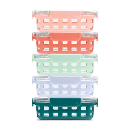 Ello Duraglass Refresh 3.4 Cup Meal Prep Containers, 10 Pc, Halogen Blue