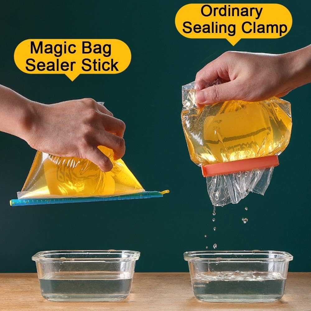 Bag Sealer Stick, Chip Clips Plastic Bag Sealer Stick, Stay Fresh Bag Sealer Sticks - 16 Plastic Closure Rods - 4 Sizes - Magic Kitchen Food Storage Clips