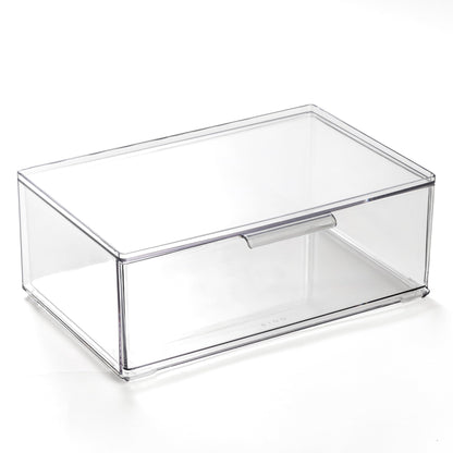 BINO | Clear Stackable Storage Drawers, Medium - 2 Pack | Clear Storage Drawers with Built-In Handles | Durable Plastic Organizer Drawer | Modular Stackable Drawer Acrylic Organizer