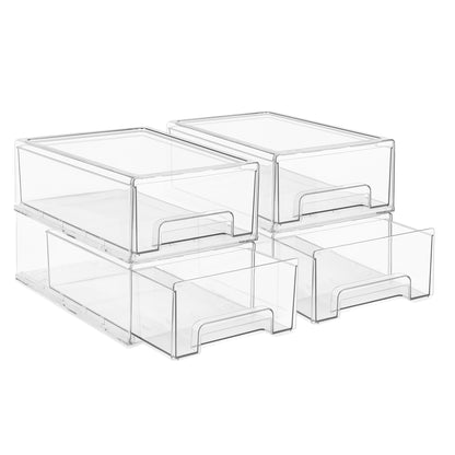 Sorbus Clear Stackable Storage Drawers with Pull-Out Bins (Medium, 2 Pack)