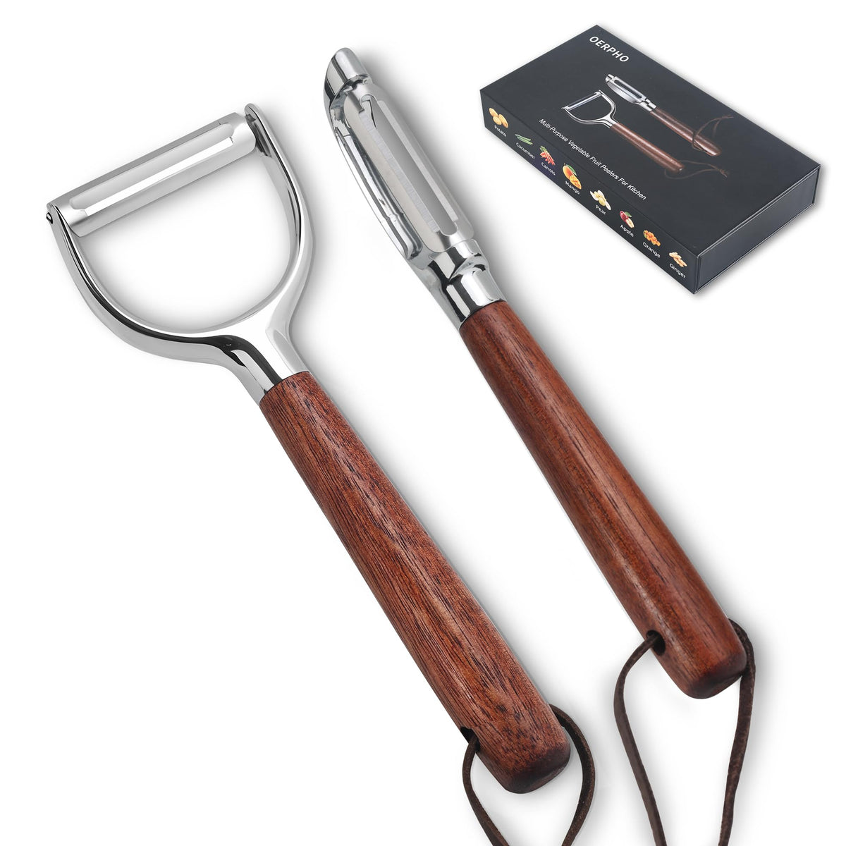 Vegetable Peeler, Premium I-Shape Potato Peeler, Stainless Steel Multifunctional Kitchen Peeler Real Wood Handle Ultra Sharp Blade Vegetable, Potato, Fruit