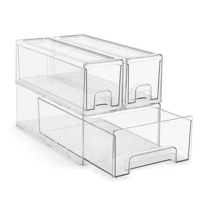 Sorbus Clear Stackable Storage Drawers with Pull-Out Bins (Medium, 2 Pack)