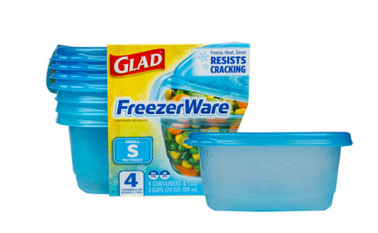 Glad GladWare FreezerWare Food Storage Containers, 24 Oz, 4 Count